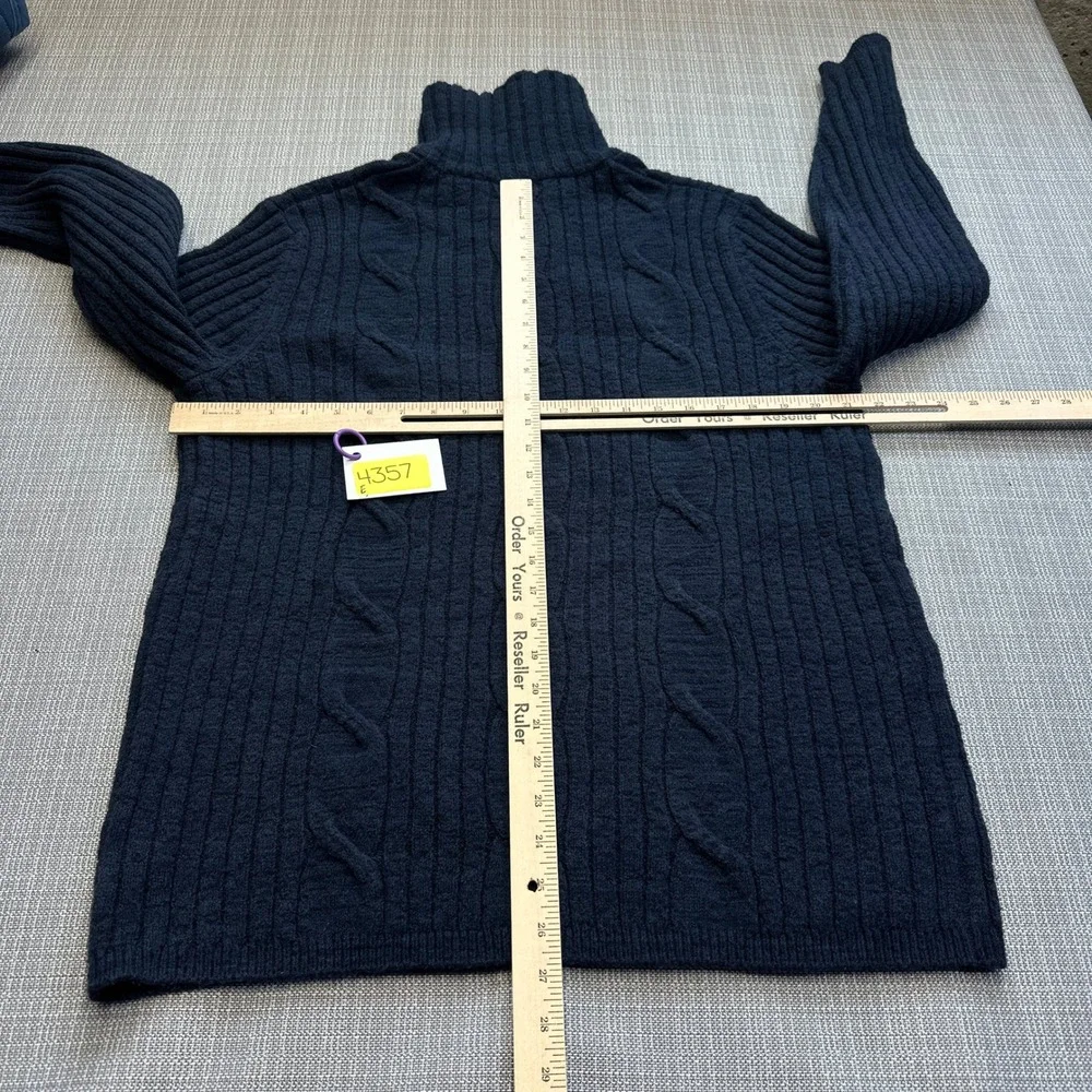Vintage Express Chunky Cable Knit Quarter Zip Sweater Mens Large‎ Blue Fisherman